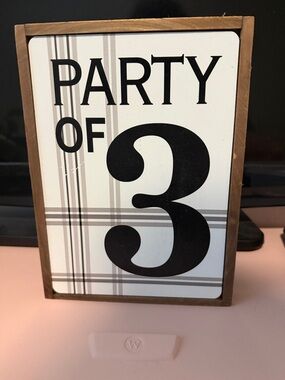 Black and White "Party of 3" Decorative Table Sign